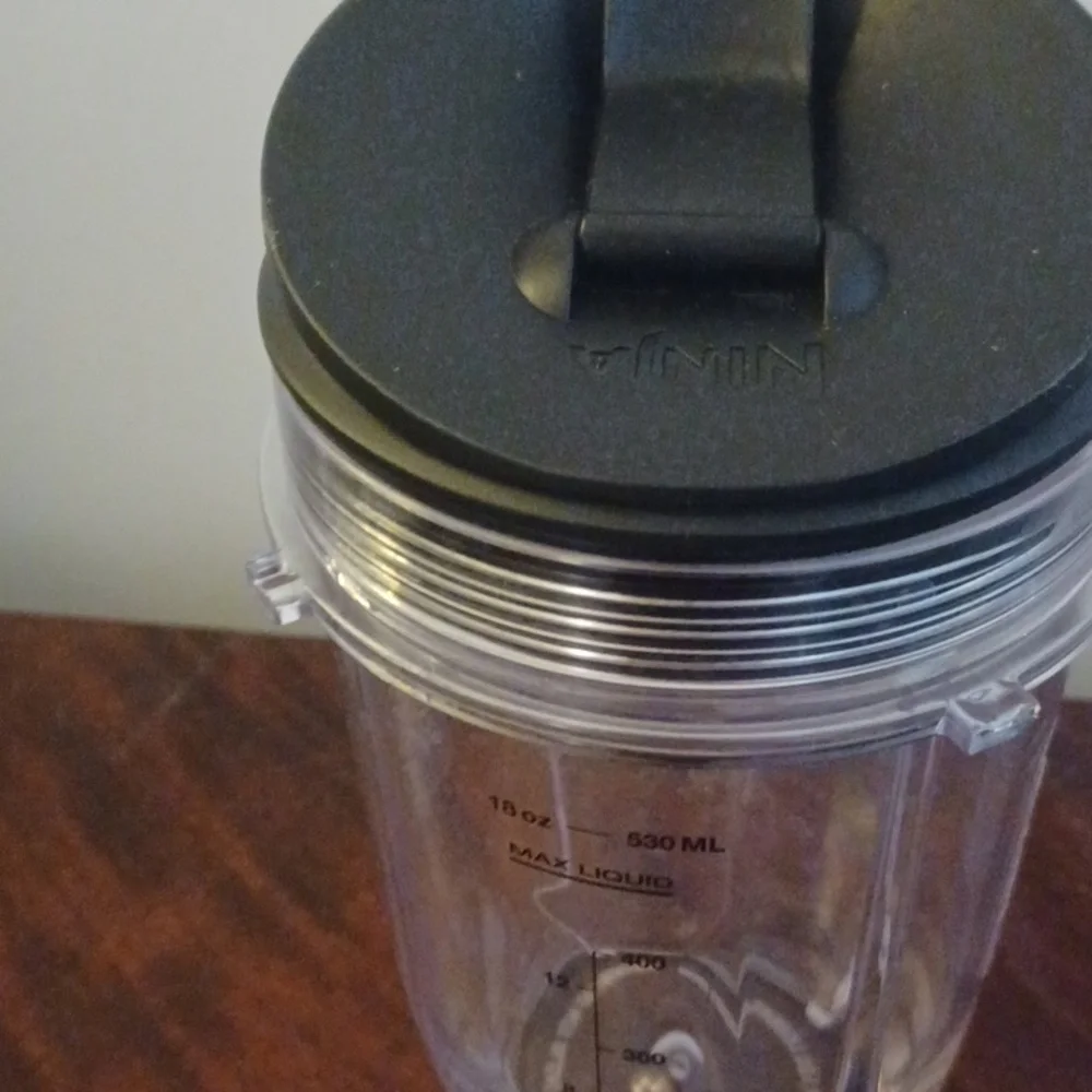 NUTRA NINJA Set of 3 Clear Plastic Blender/Shake Cups with Black Lids